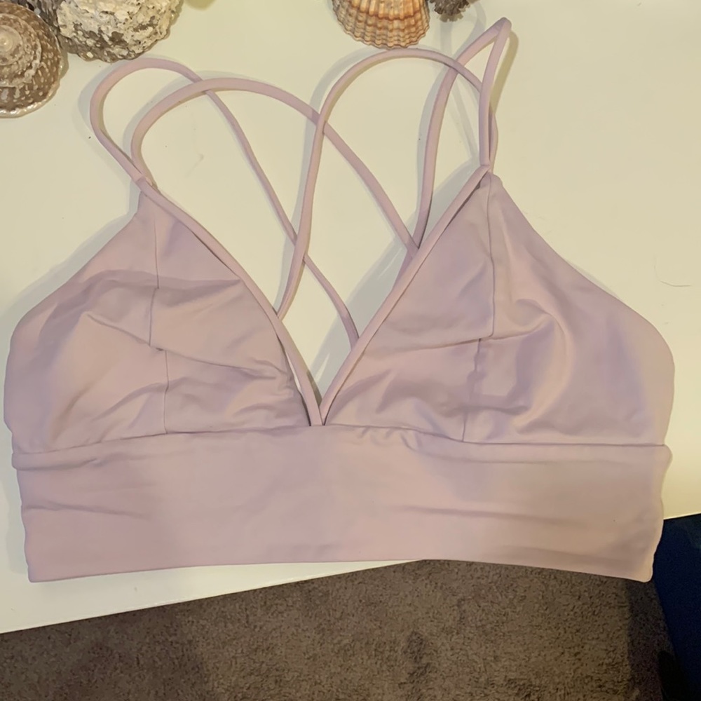 Lululemon pink strappy sports bra